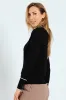 Turtleneck Tipped Pullover - Black/Cream sold by Edgars
