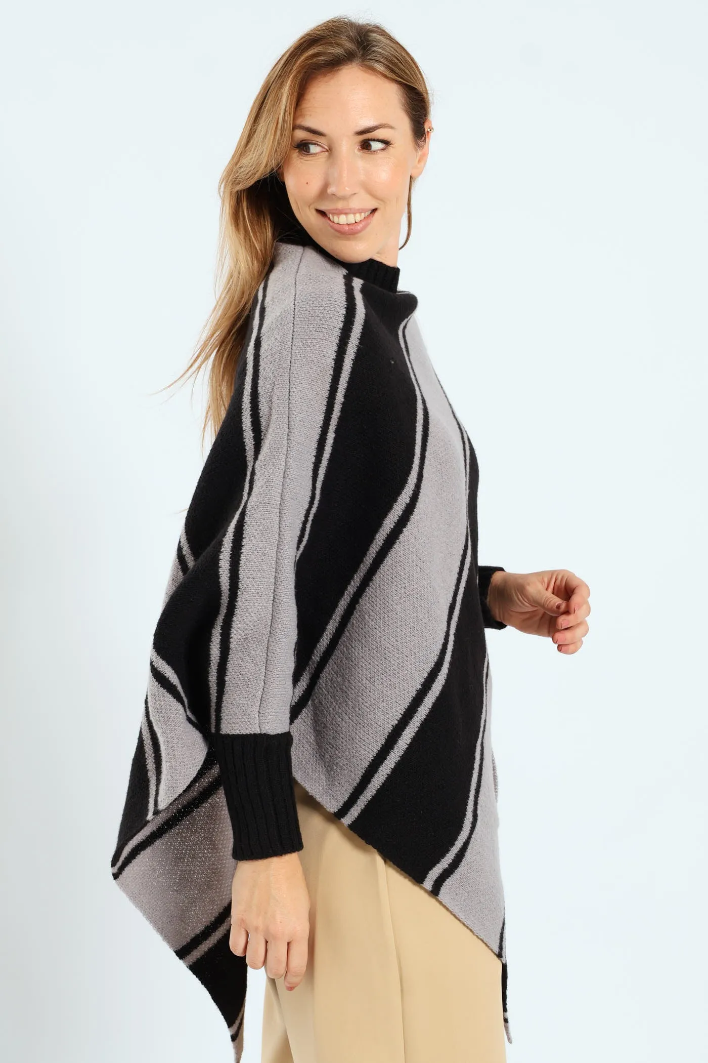 Diagonal Stripe Poncho - Black sold by Edgars product image thumbnail 4