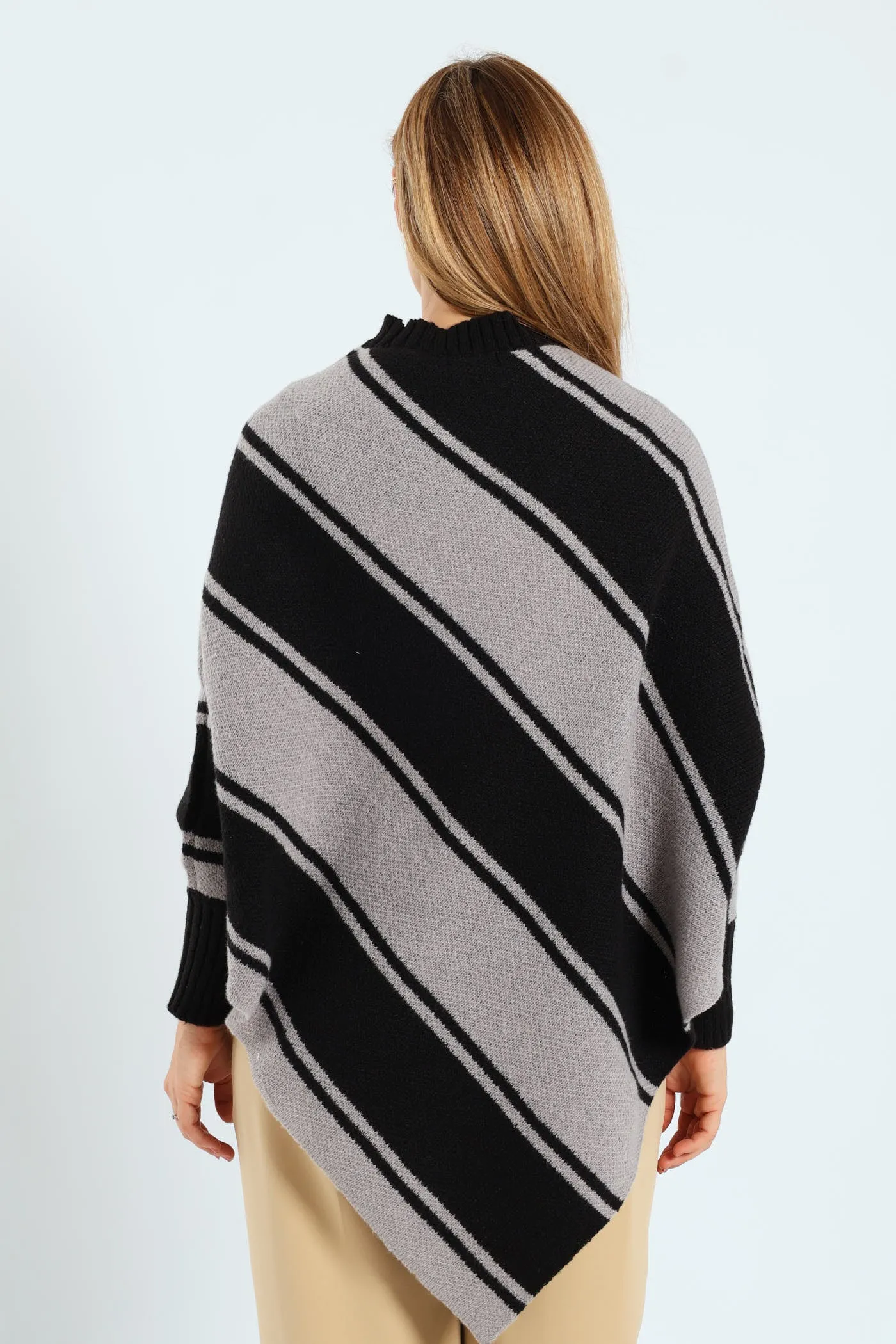 Diagonal Stripe Poncho - Black sold by Edgars product image thumbnail 3