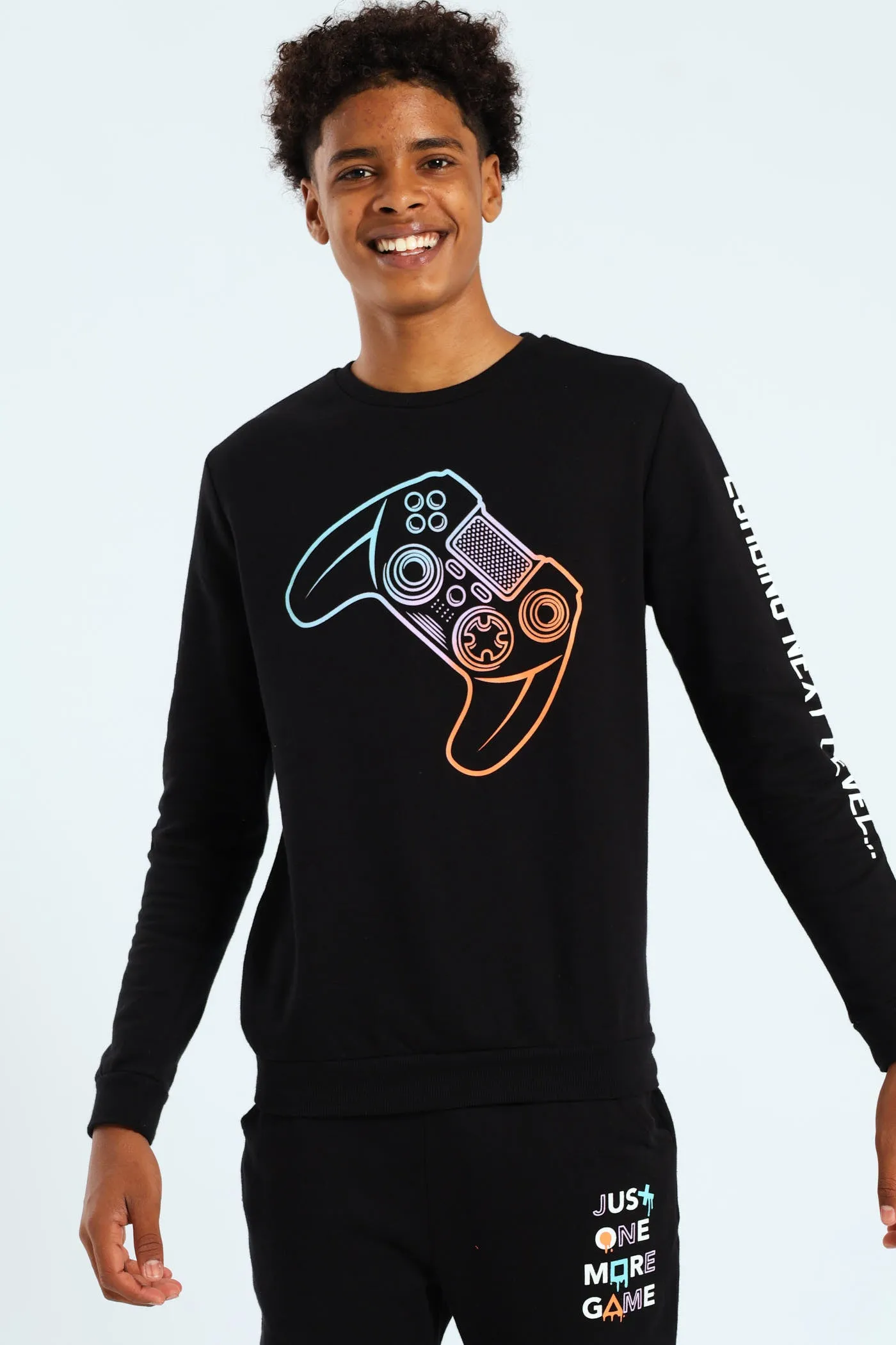 Boys Gamer Crew Top - Black sold by Edgars