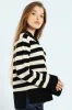 V-Neck Boxy Stripe Pullover - Black/Cream sold by Edgars 