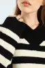 V-Neck Boxy Stripe Pullover - Black/Cream sold by Edgars 