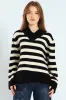 V-Neck Boxy Stripe Pullover - Black/Cream sold by Edgars 