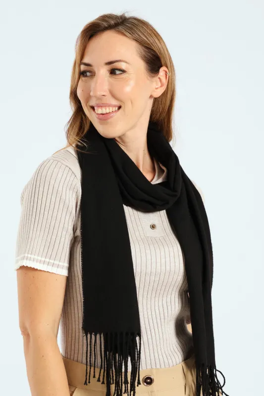 Plain Wool Scarf - Black sold by Edgars 