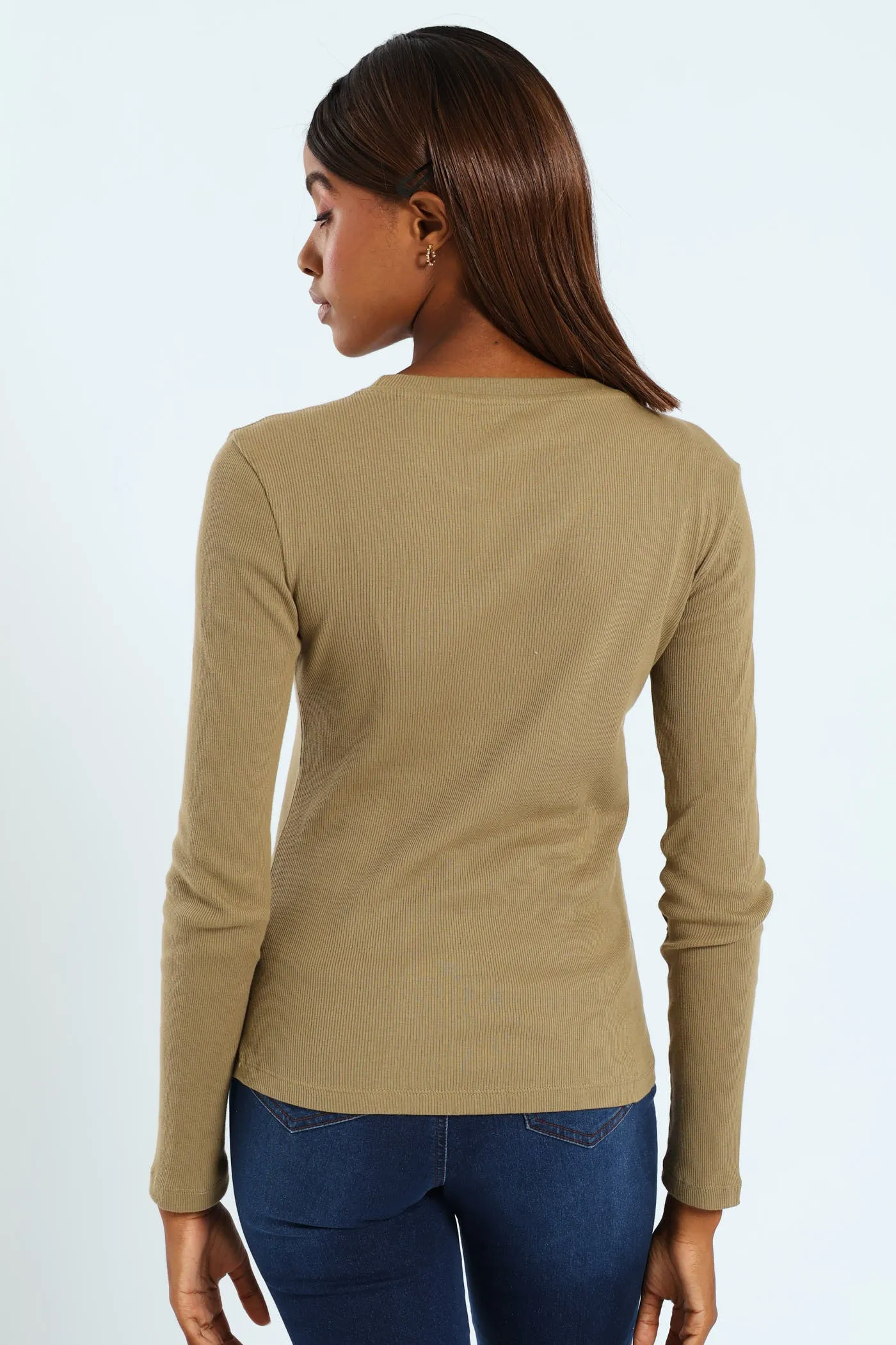 Long Sleeve Rib Crew Top - Moss Green sold by Edgars product image thumbnail 2
