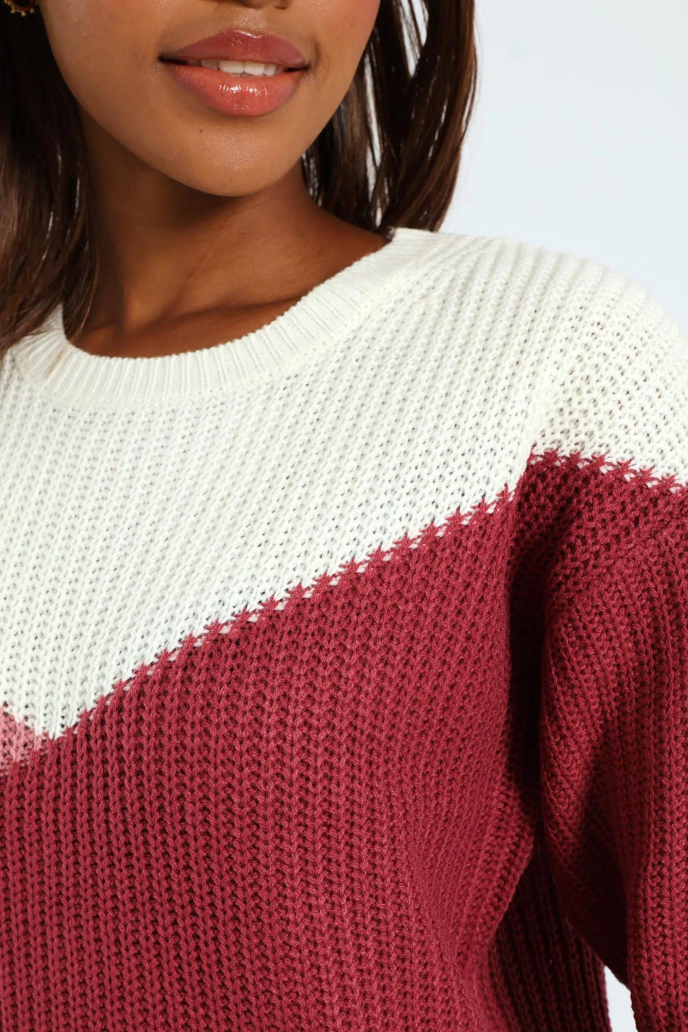 Chunky Knit Pullover - White/Blush sold by Edgars product image thumbnail 2