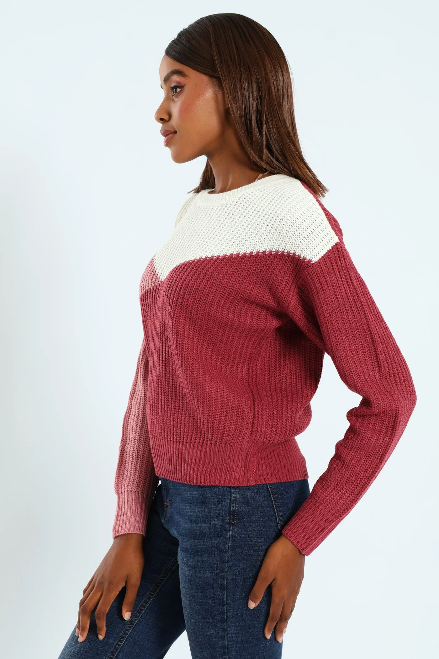 Chunky Knit Pullover - White/Blush sold by Edgars product image thumbnail 4