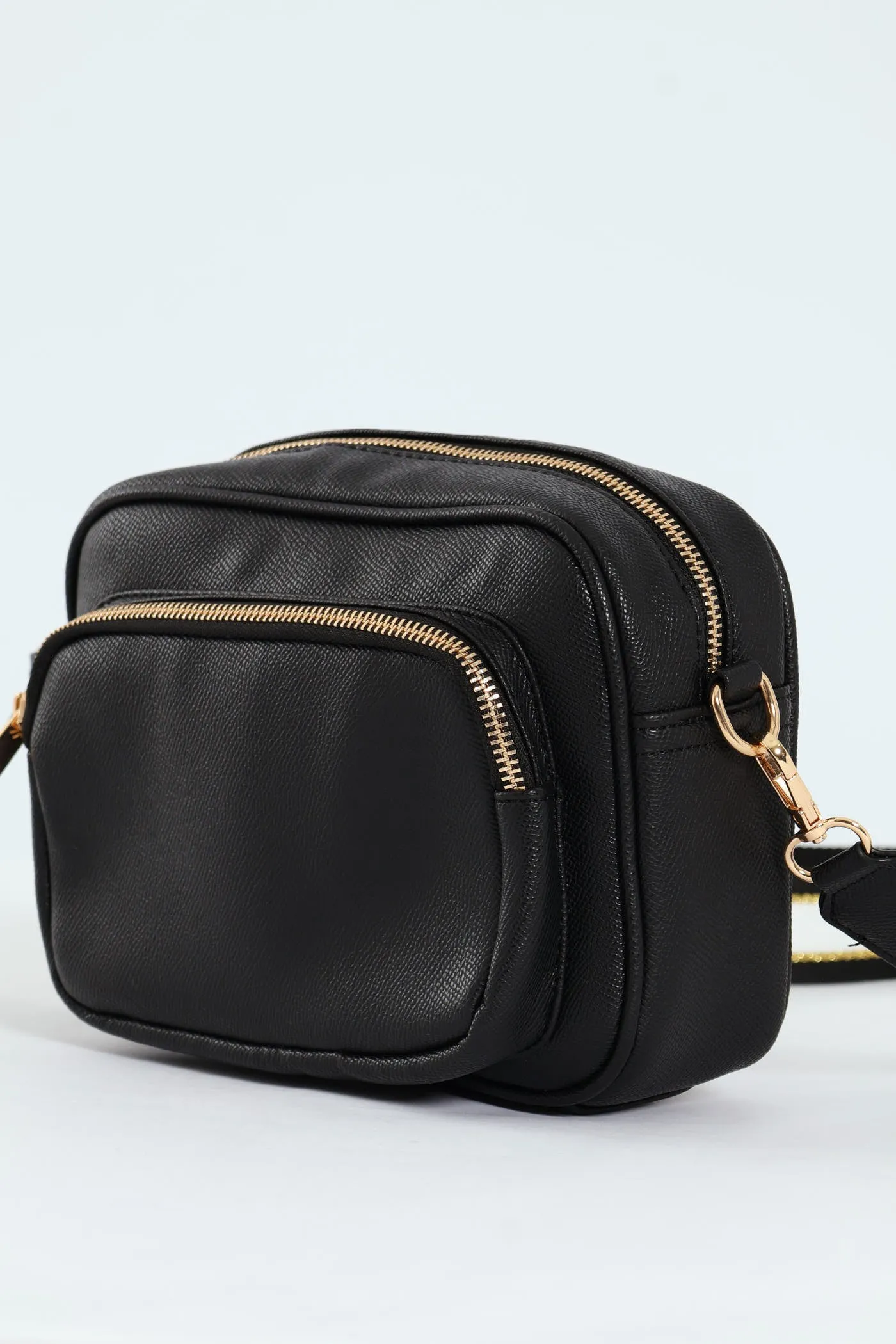 Front Zip Camera Bag With Webbing Strap - Black sold by Edgars