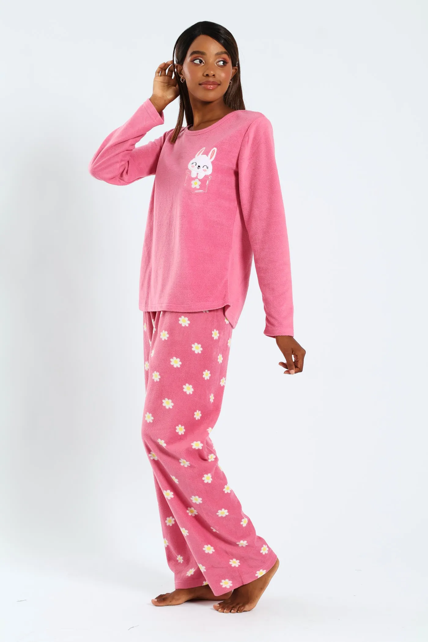 Polar Fleece Bunny Pocket Sleep Set - Pink sold by Edgars