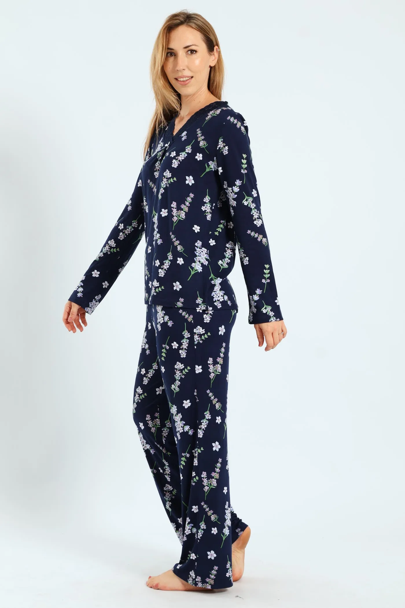 Soft Touch Lace Detail Top & Pants Set - Navy sold by Edgars product image thumbnail 3