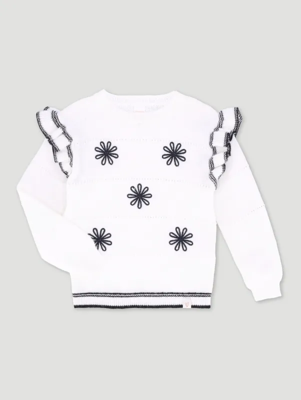 Pre-Girls Jersey With Frill Shoulder Detail - White sold by Edgars