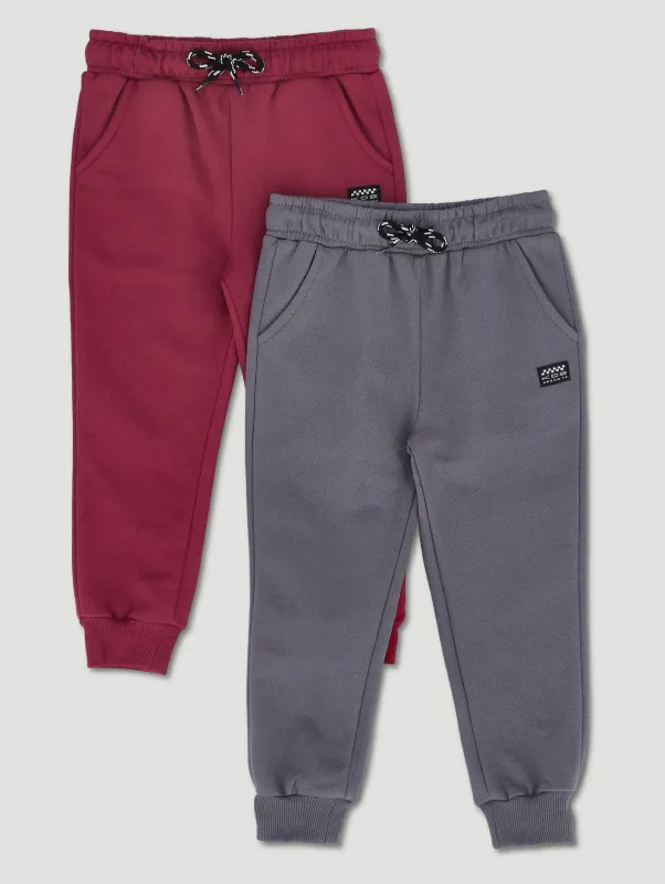 Pre-Boys 2 Pack Fleece Jogger - Maroon/Slate Grey sold by Edgars 