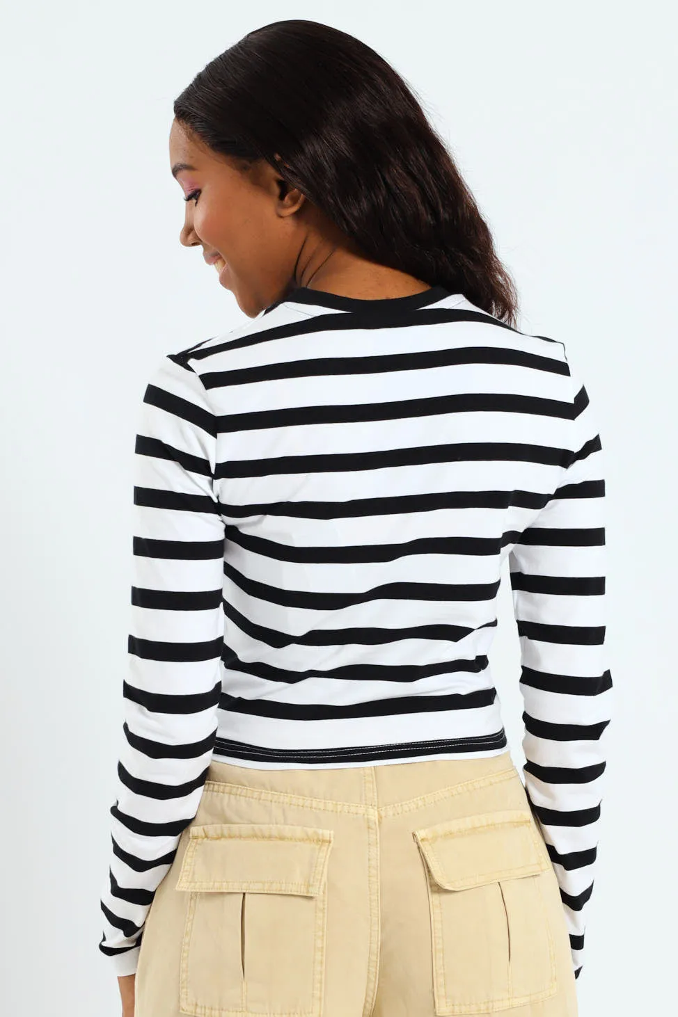 Striped Long Sleeve Basic Tee - Black/White sold by Edgars product image thumbnail 2