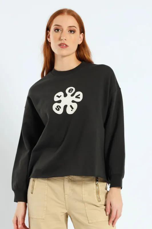 GR Leo Raw Cut Crewneck Top - Black sold by Edgars