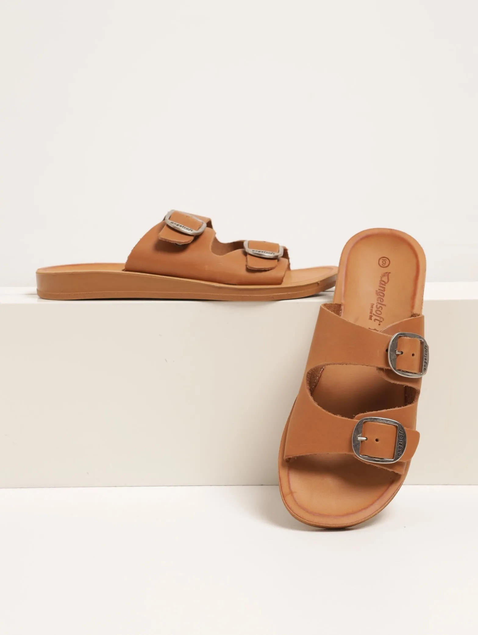 Ladies Jessie Leather Buckle Sandal - Tan sold by Edgars