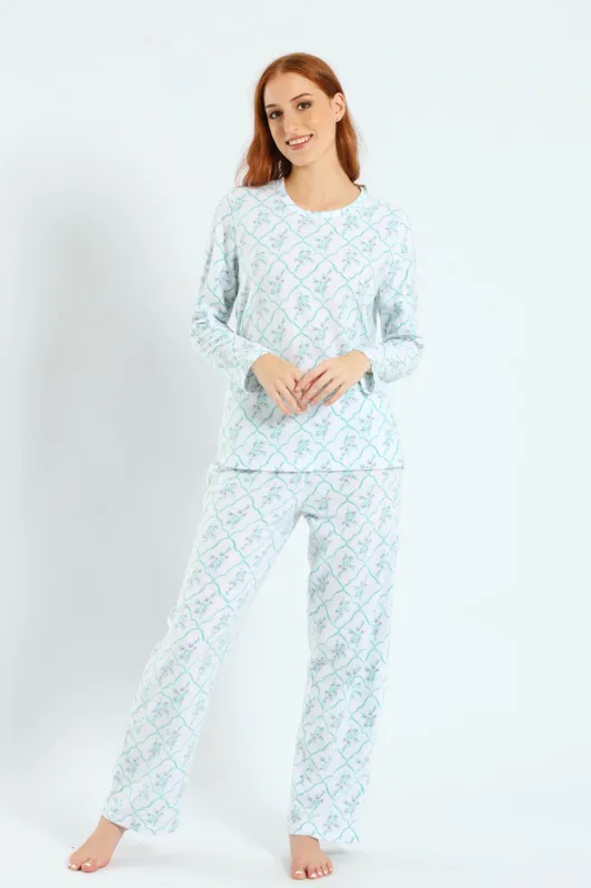 Polar Fleece Floral Tile Set - White sold by Edgars