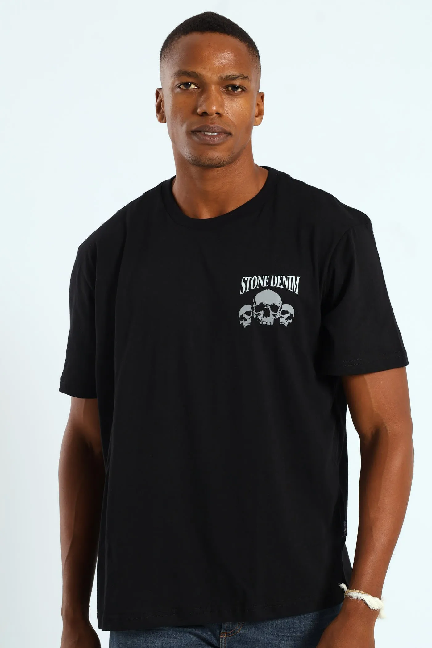 Skull Ace Trio Front & Back Tee - Black sold by Edgars