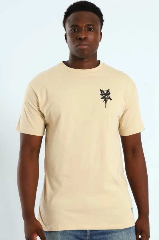 Script Back Print Tee - Stone sold by Edgars