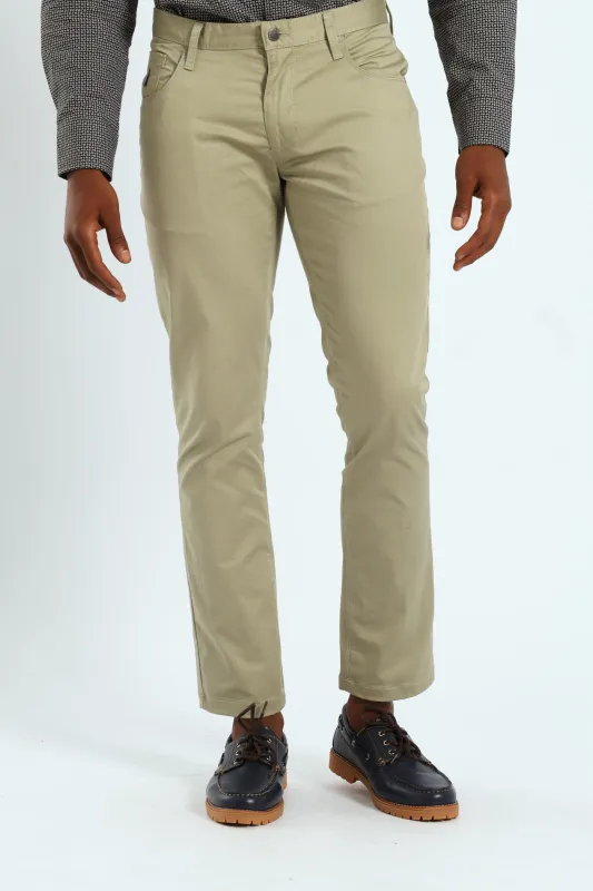 Ethan Slim Leg Trousers - Light Green sold by Edgars