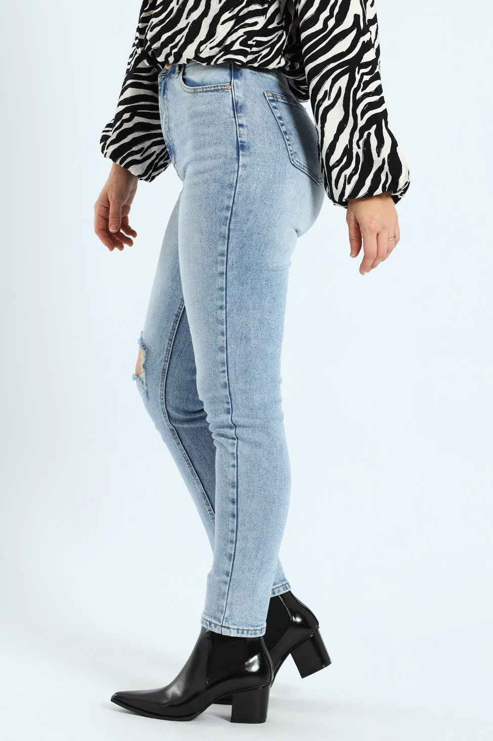 Rip Knee Mom Jean - Light Wash sold by Edgars product image thumbnail 3