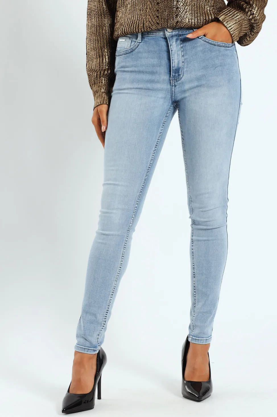 Zoey Mid-Waist Basic Skinny Denim - Light Wash sold by Edgars