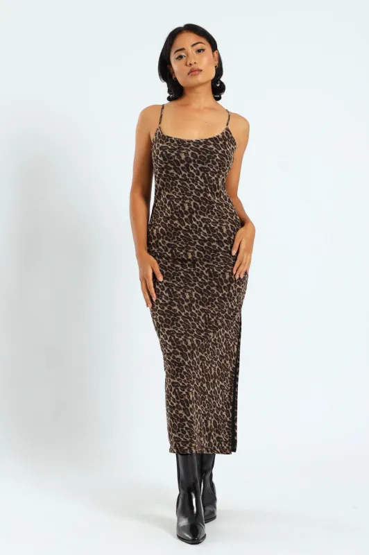 Leopard Mesh Slip Dress | Parallel