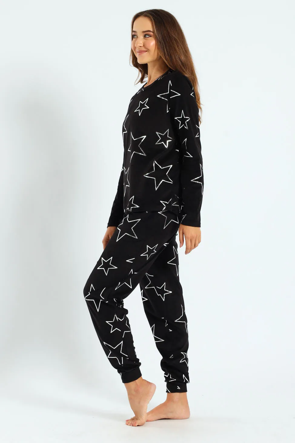 Foil Stars Long Sleeve Top & Pant Set - Black sold by Edgars product image thumbnail 2