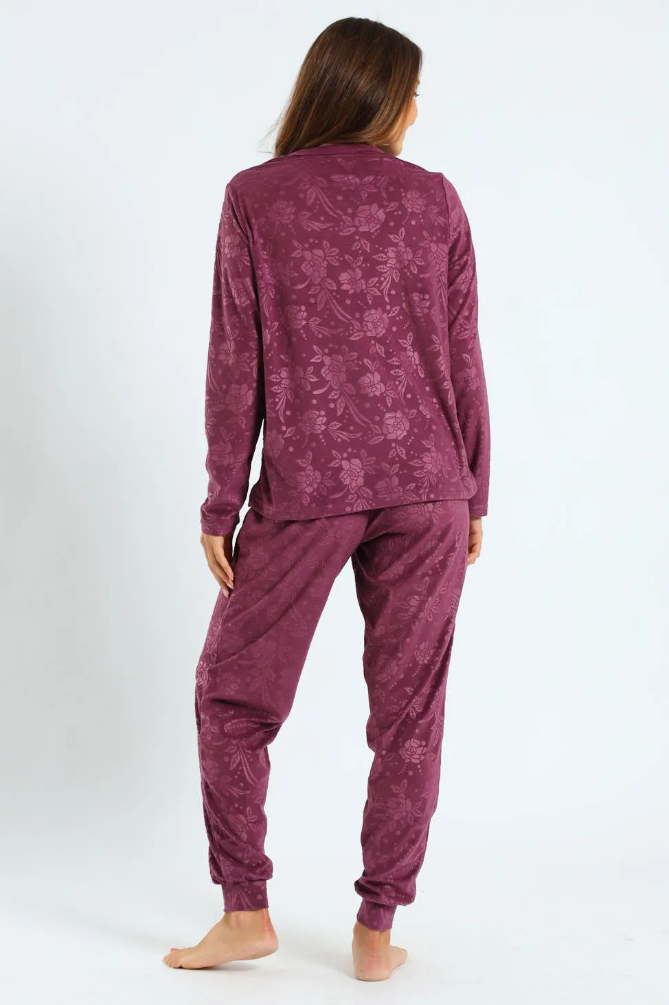 Long Sleeve Embossed Detail Velour Top & Pant Set sold by Edgars product image thumbnail 4