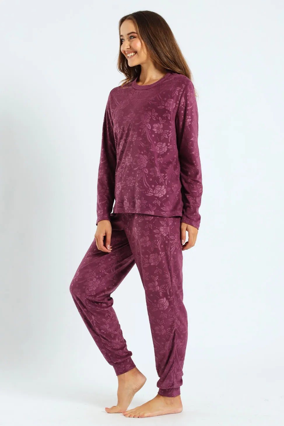 Long Sleeve Embossed Detail Velour Top & Pant Set sold by Edgars product image thumbnail 3