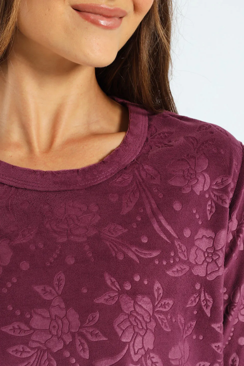 Long Sleeve Embossed Detail Velour Top & Pant Set sold by Edgars product image thumbnail 2