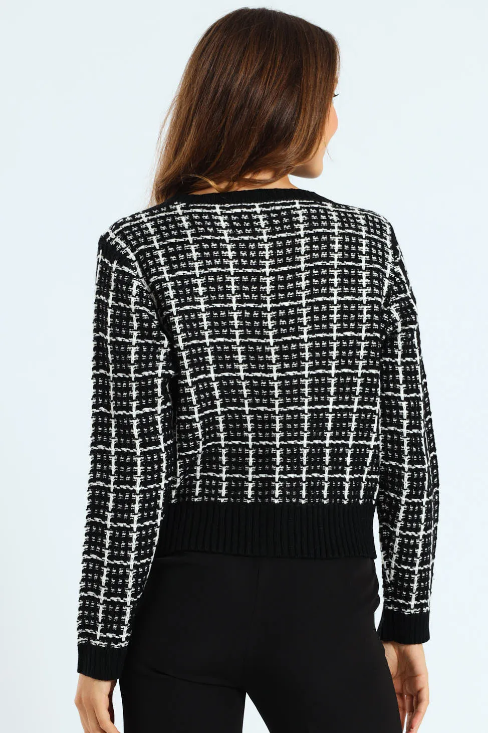Boucle Textured Cardigan - Black/Cream sold by Edgars product image thumbnail 3