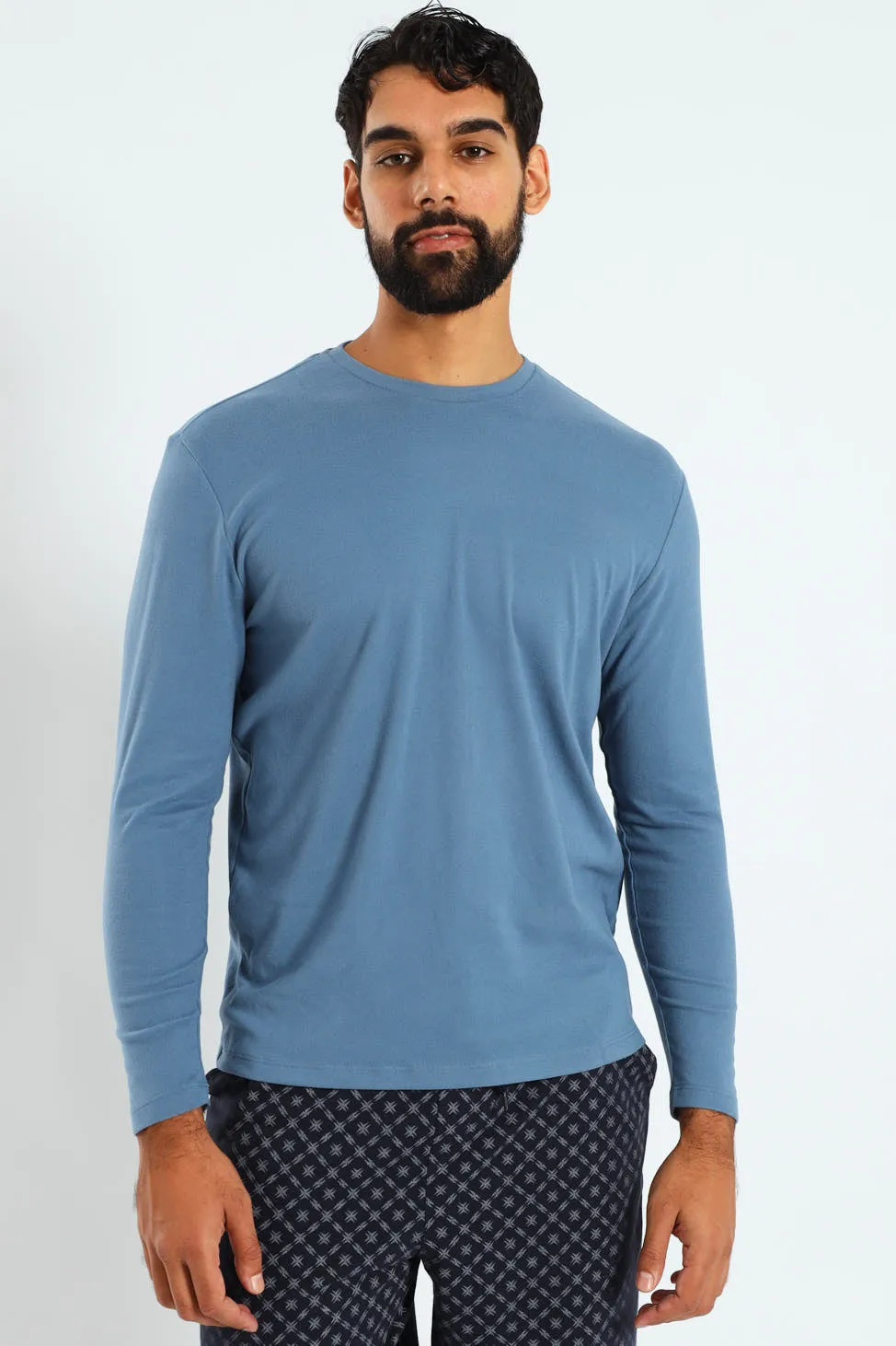 Long Sleeve Interlock Top - Blue sold by Edgars