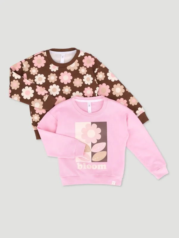 Pre-Girls 2 Pack Floral Print Track Top - Brown/Pink sold by Edgars 