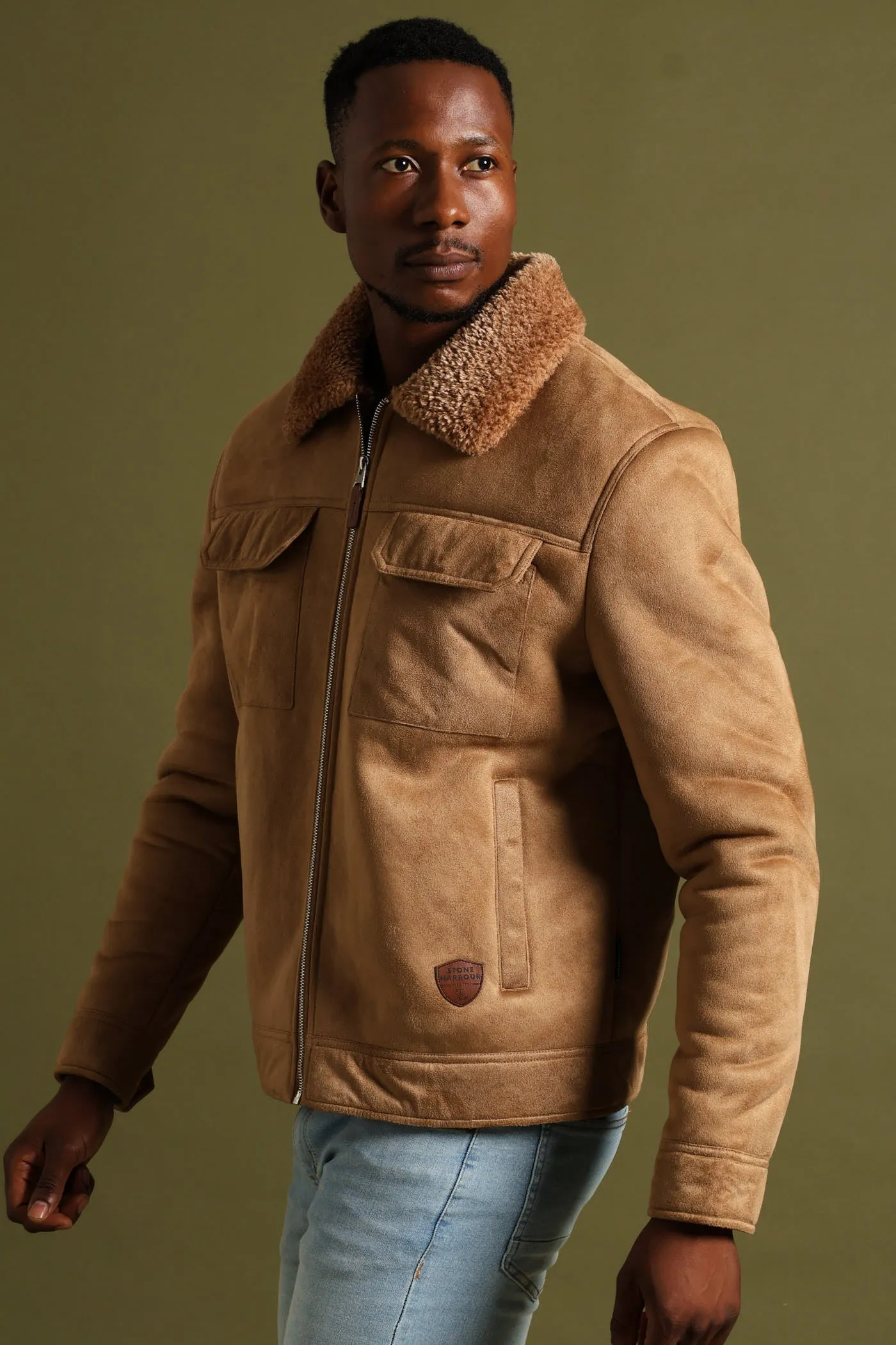 Shearling Sherpa Zip Through Jacket - Camel sold by Edgars product image thumbnail 4