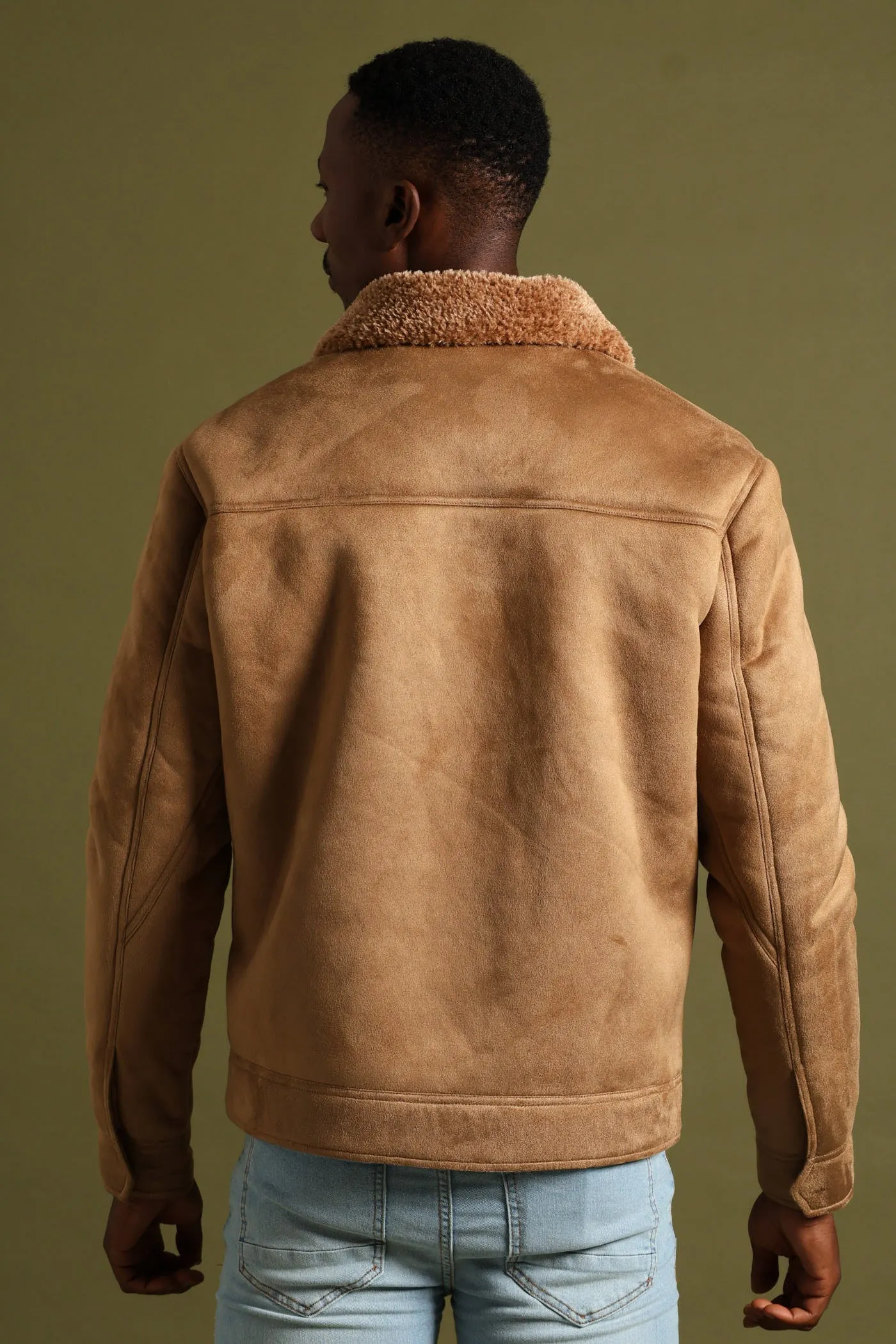 Shearling Sherpa Zip Through Jacket - Camel sold by Edgars product image thumbnail 5