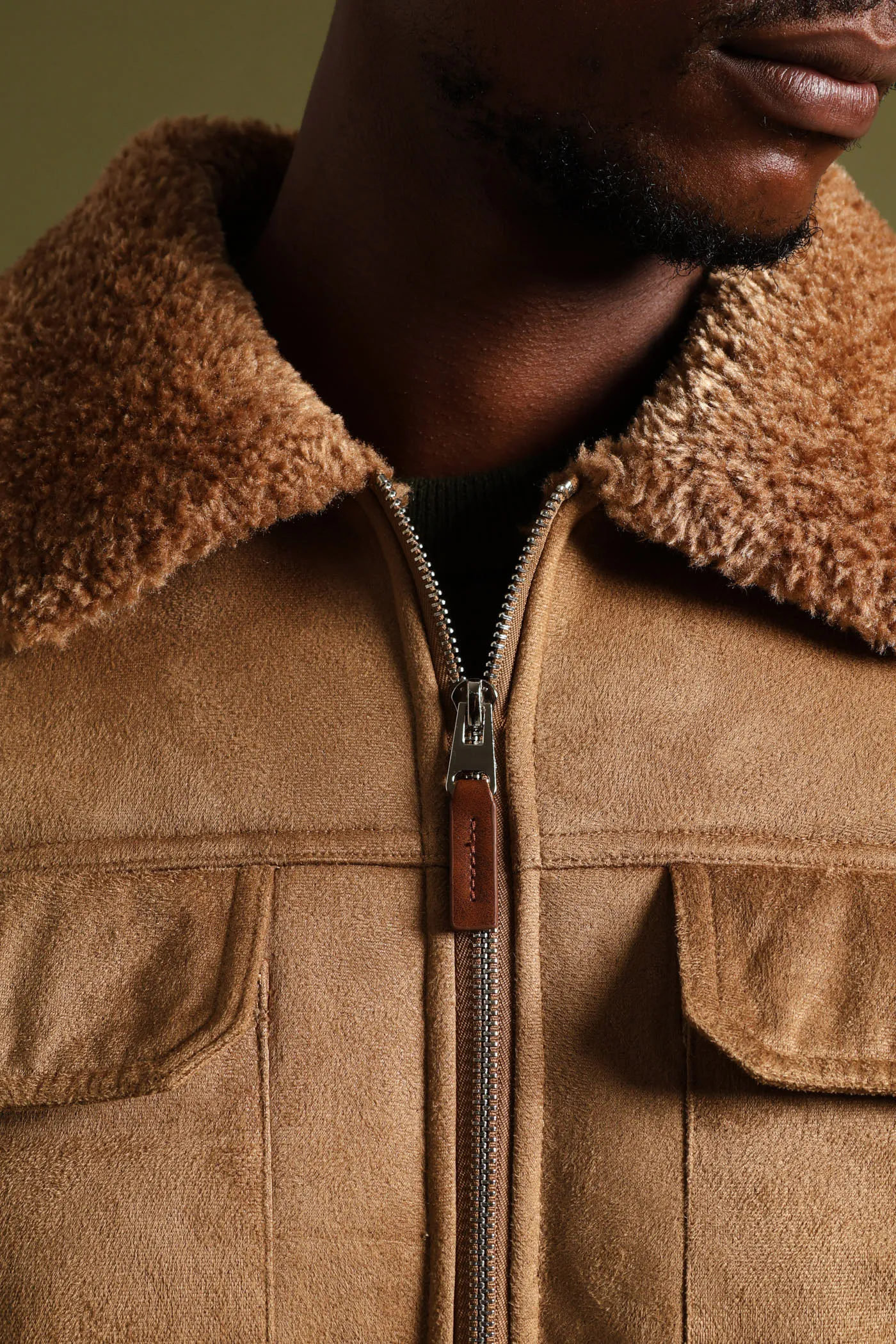 Shearling Sherpa Zip Through Jacket - Camel sold by Edgars product image thumbnail 2