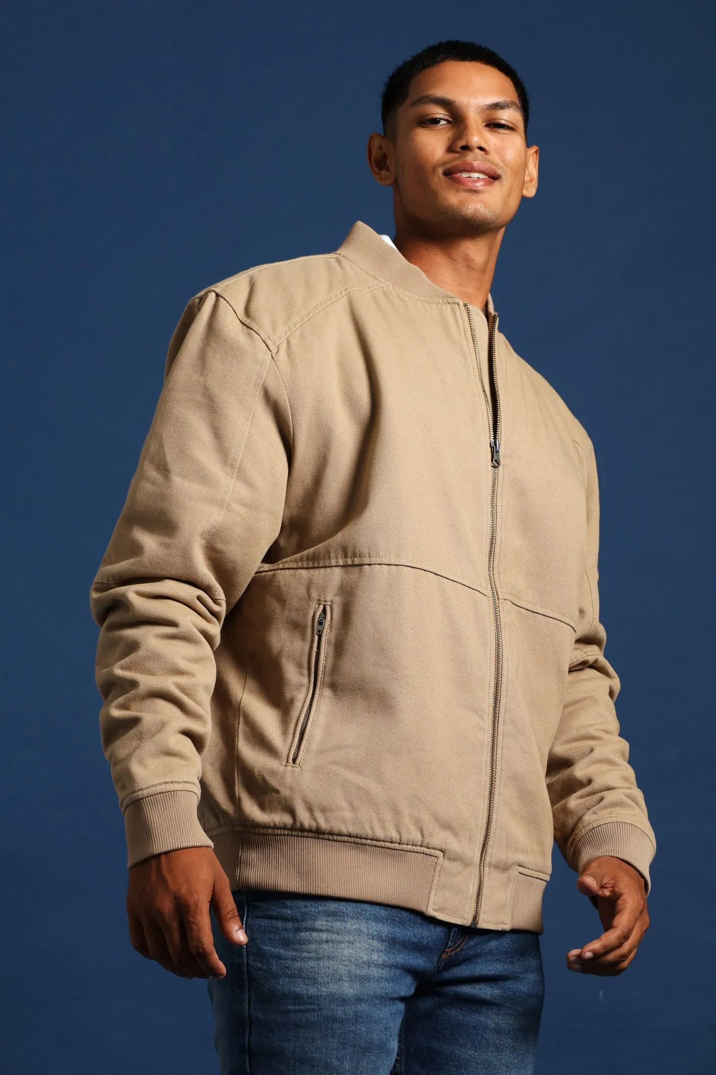 Cotton Bomber Jacket - Taupe sold by Edgars