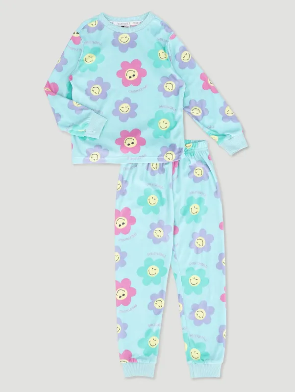 Pre-Girls Smiley Print Sleep Set - Aqua Mist Green sold by Edgars