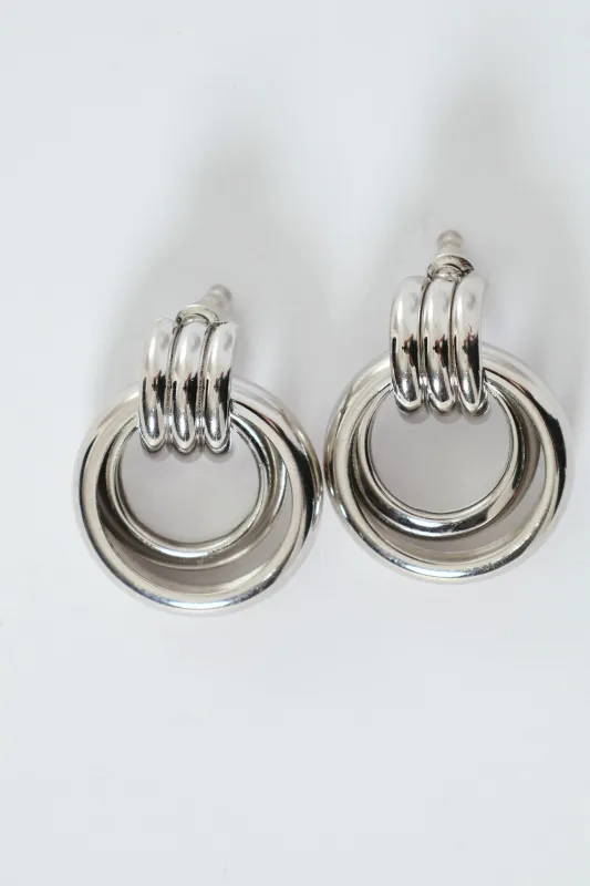 Double Ring Doorknocker Earrings - Silver sold by Edgars