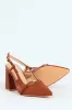 Pointed Toe Block Slingback Heel - Tan sold by Edgars 