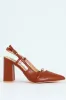 Pointed Toe Block Slingback Heel - Tan sold by Edgars 
