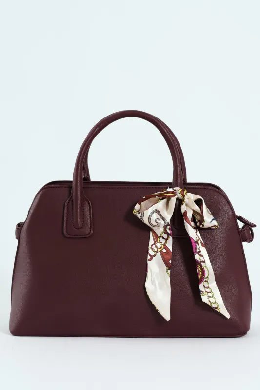 Ribbon Detail Double Handle Bowling Bag - Cherry sold by Edgars 