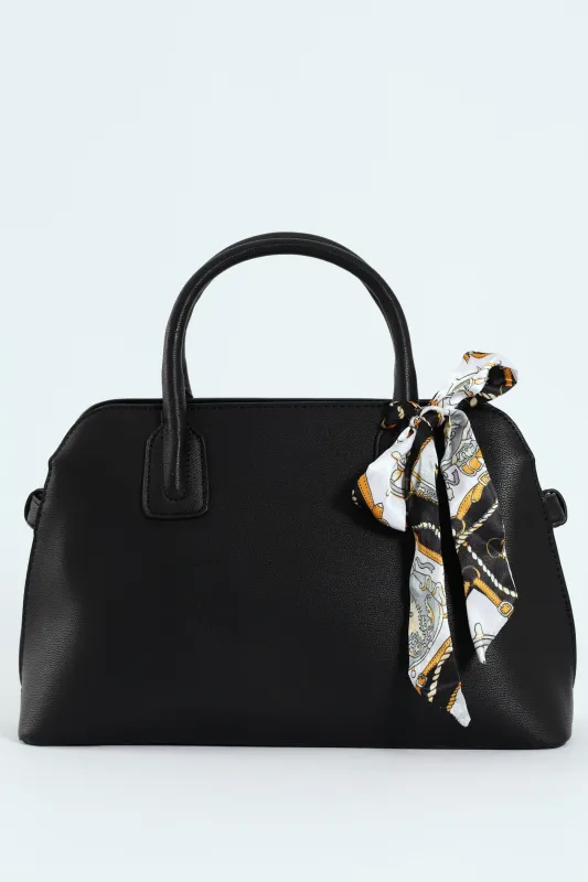Ribbon Detail Double Handle Bowling Bag - Black made by Edgars