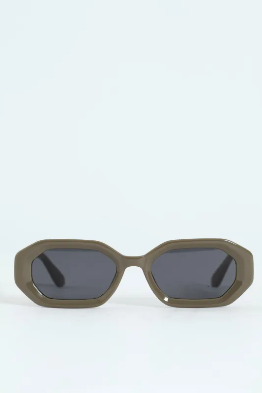 Chunky Frame Sunglasses - Olive made by Edgars