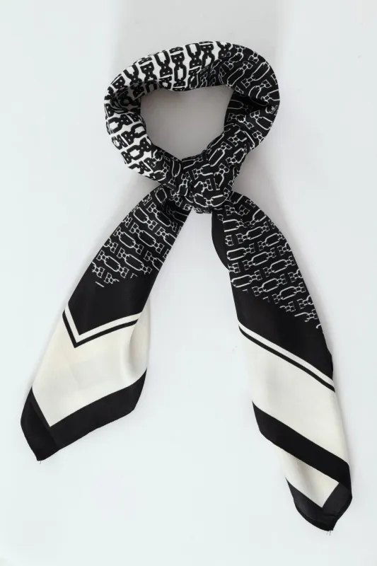 Border Chain Satin Feel Scarf - Black/White sold by Edgars