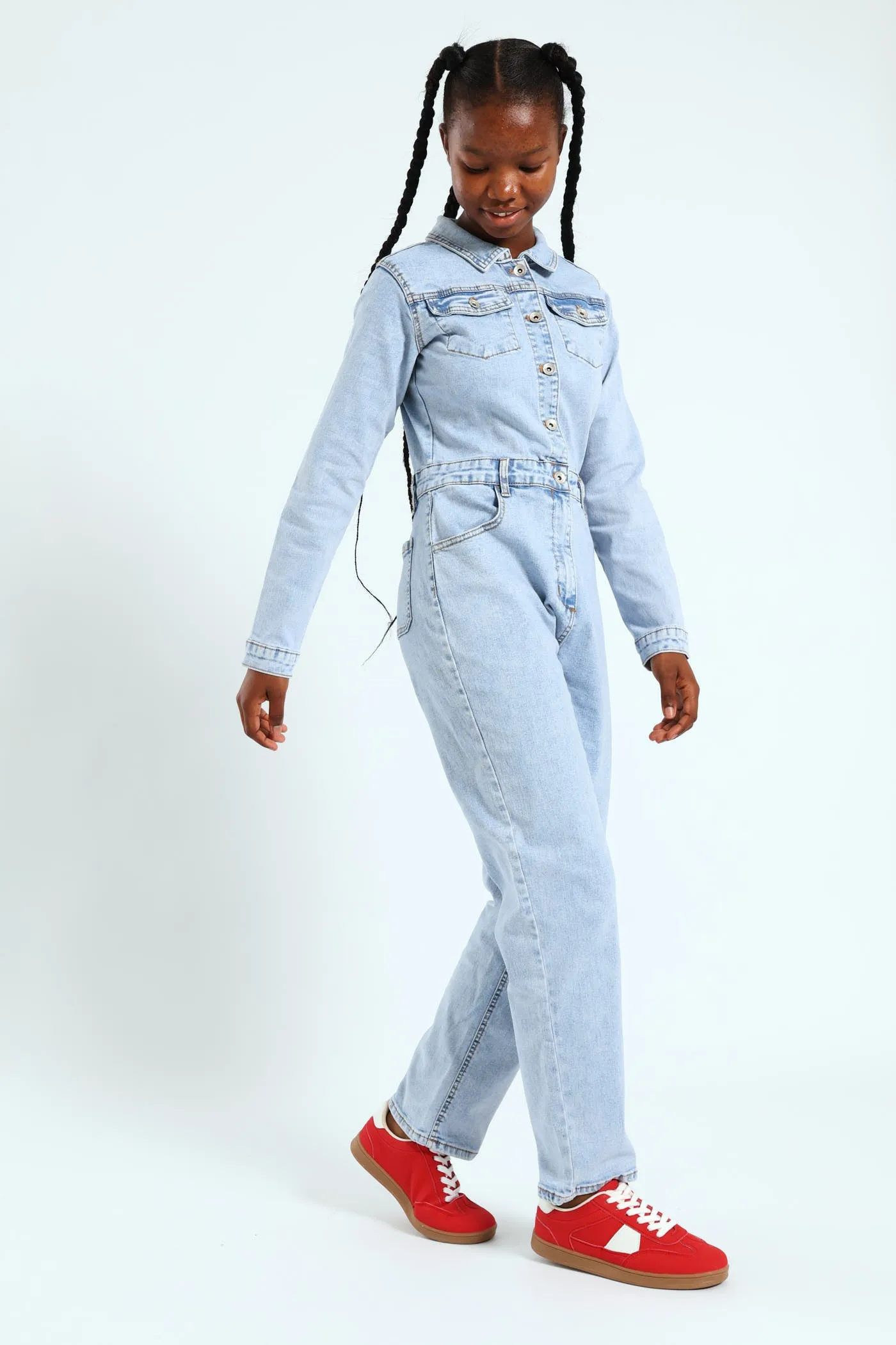 Girls Denim Boiler Suit - Acid Wash sold by Edgars product image thumbnail 4