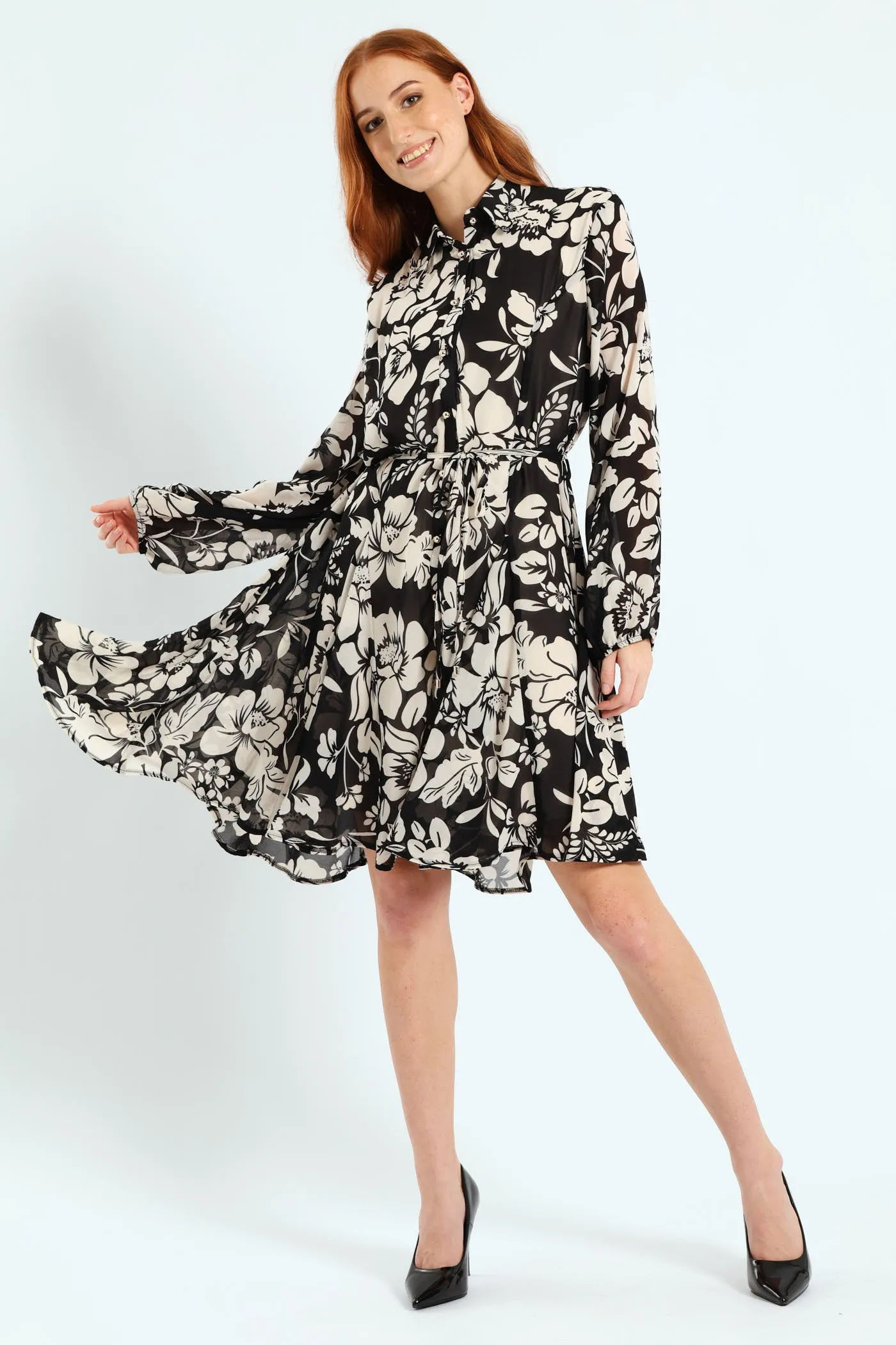 Button Through Godet Tea Dress sold by Edgars