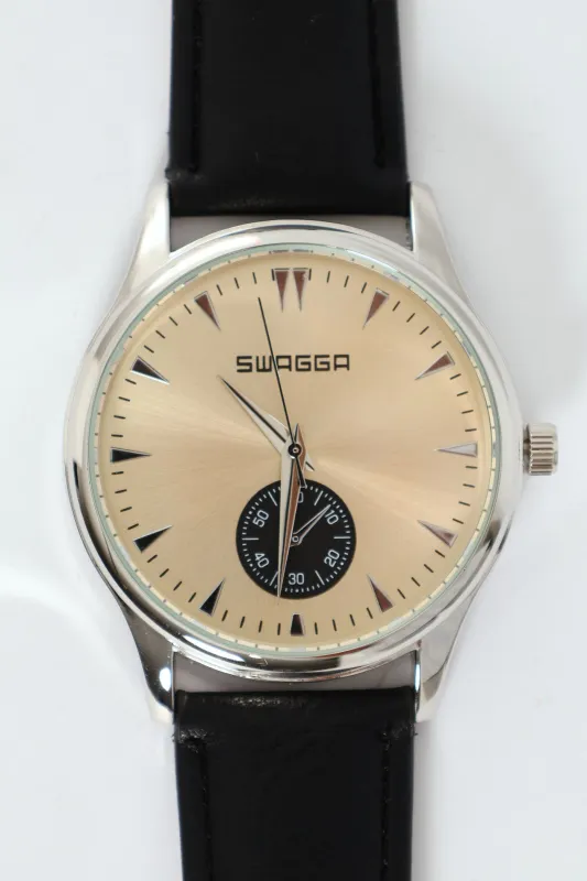 Black Pu Strap With Gold Dial Watch sold by Edgars 
