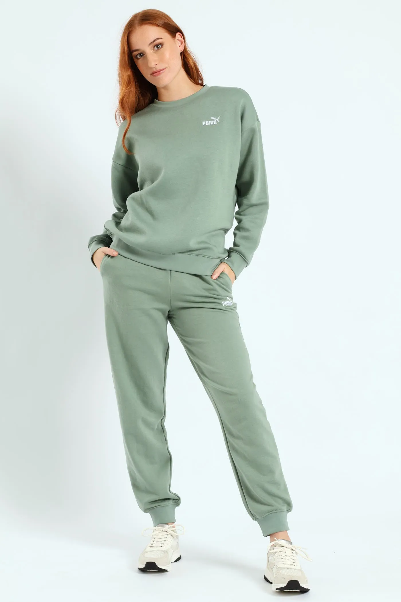 Essential Small Logo Relaxed Fleece Crew Top - Green sold by Edgars product image thumbnail 3