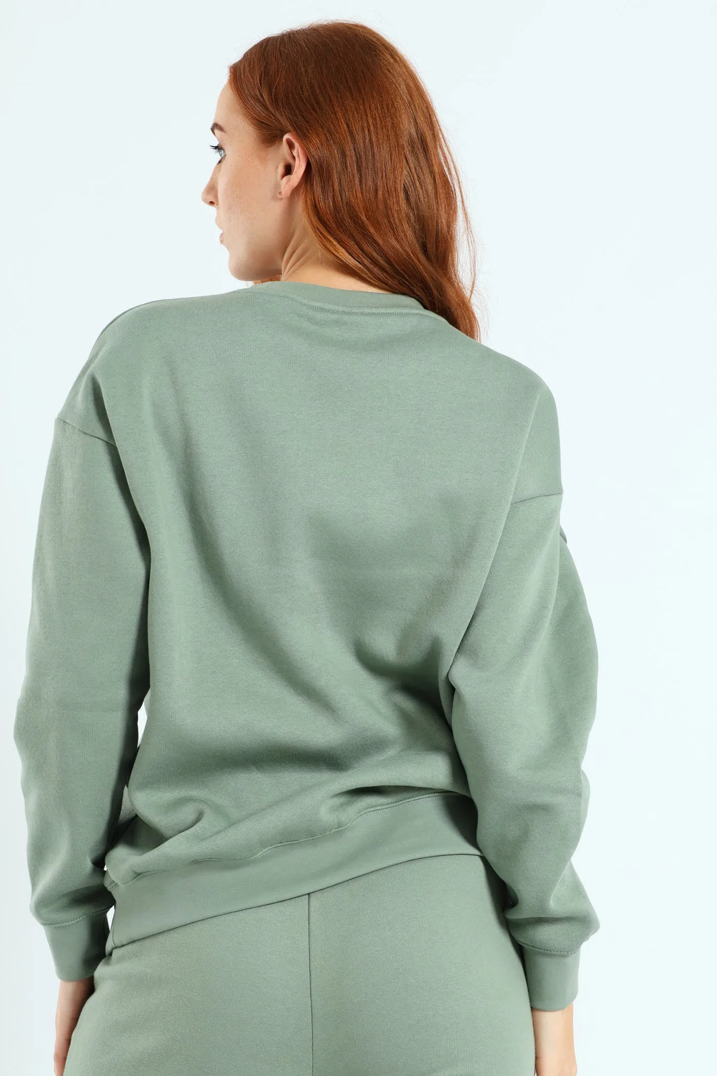 Essential Small Logo Relaxed Fleece Crew Top - Green sold by Edgars product image thumbnail 4